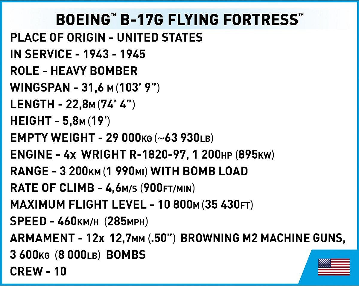 コビー COBI 5750 Boeing B-17G Flying Fortress 爆撃機 1/48