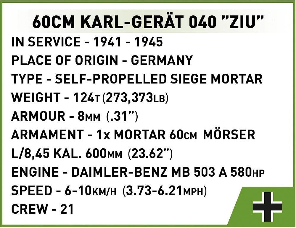 コビー COBI 2560 Karl Gerat 040 自走砲 1/28 WWII