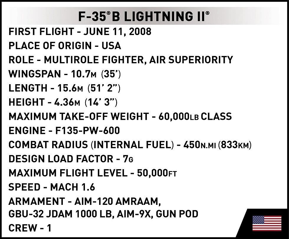 コビー COBI 5830 F35b LightningII 戦闘機 1/48 マルチロール機 制空戦闘機