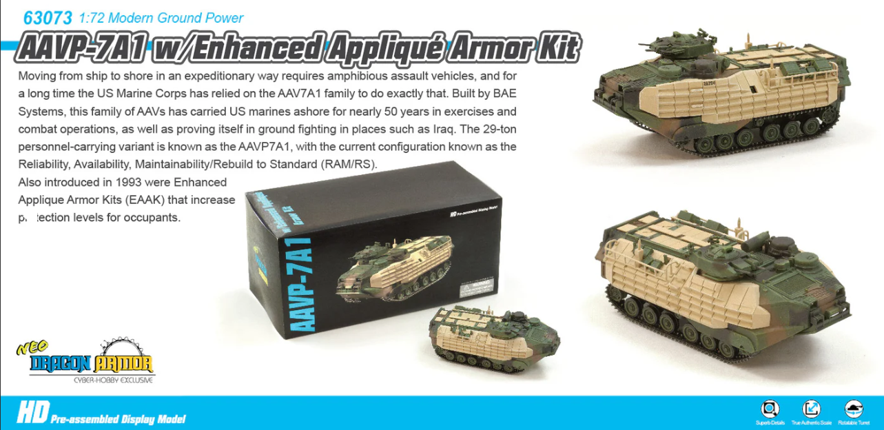 63073 1/72 AAVP-7A1 w/Enhanced Applique Armor Kit AAVP-7A1 強化アップリケ装甲キット付き