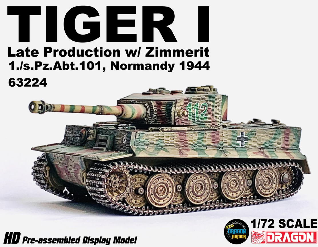 63224 1/72 Tiger I Late Production w/Zimmerit 1./s.Pz.Abt. 101, Normandy 1944 ティーガー I 後期型、ツィンメリット 1/s.Pz.Abt. 101 付き、ノルマンディー 1944 年