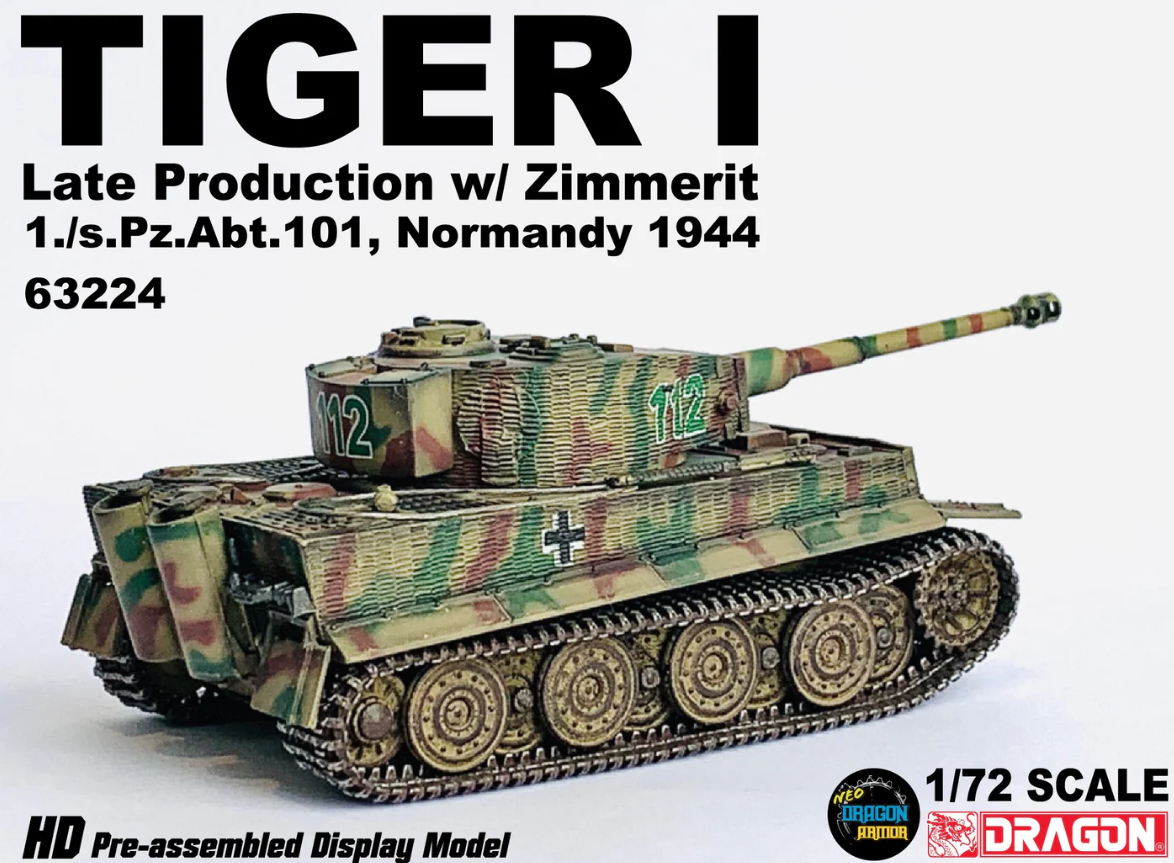 63224 1/72 Tiger I Late Production w/Zimmerit 1./s.Pz.Abt. 101, Normandy 1944 ティーガー I 後期型、ツィンメリット 1/s.Pz.Abt. 101 付き、ノルマンディー 1944 年