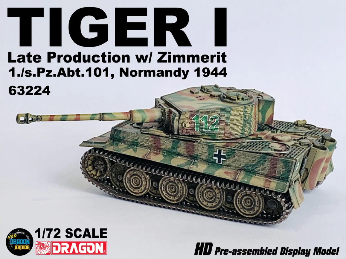 63224 1/72 Tiger I Late Production w/Zimmerit 1./s.Pz.Abt. 101, Normandy 1944 ティーガー I 後期型、ツィンメリット 1/s.Pz.Abt. 101 付き、ノルマンディー 1944 年