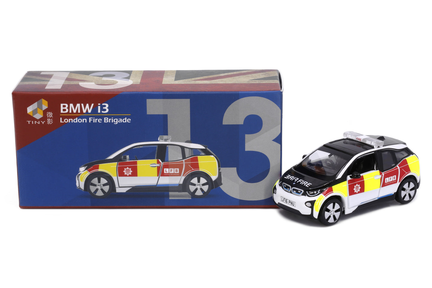 Tiny City UK13 Die-cast Model Car - BMW i3 UK London Fire Department Patrol Car 英国ロンドン消防署パトカー