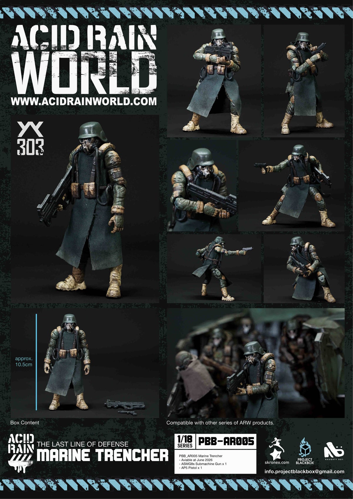 3個セット ACID RAIN WORLD《酸雨戦争》アシッドレインワールド PBB-AR004 KRAZYON/ AR005 Marine Trencher / AR006 Black Trencher 1:18アクションフィギュア 【FEXT HOBBY】
