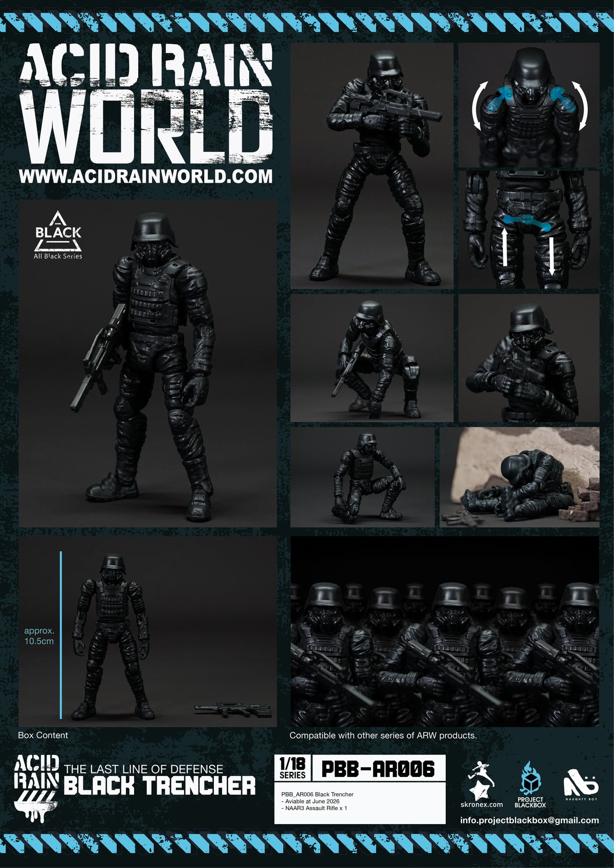 3個セット ACID RAIN WORLD《酸雨戦争》アシッドレインワールド PBB-AR004 KRAZYON/ AR005 Marine Trencher / AR006 Black Trencher 1:18アクションフィギュア 【FEXT HOBBY】
