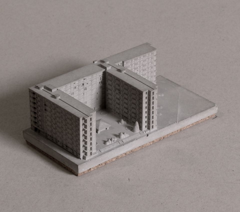 むさじじ 手作りセメント ジオラマ 香港の団地 大坑西邨 香港建物模型 香港製