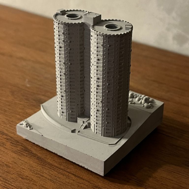 むさじじ 手作りセメント ジオラマ 香港の団地 勵德邨 香港建物模型 香港製