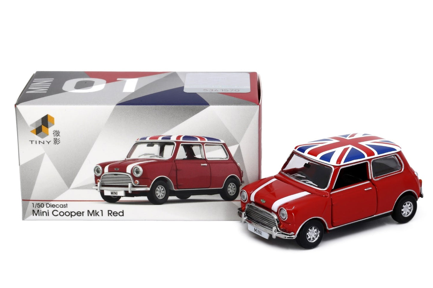 Tiny City 153 MINI 01 Mini Cooper Red with Union Jack Roof & White Bonnet Stripes ミニクーパー