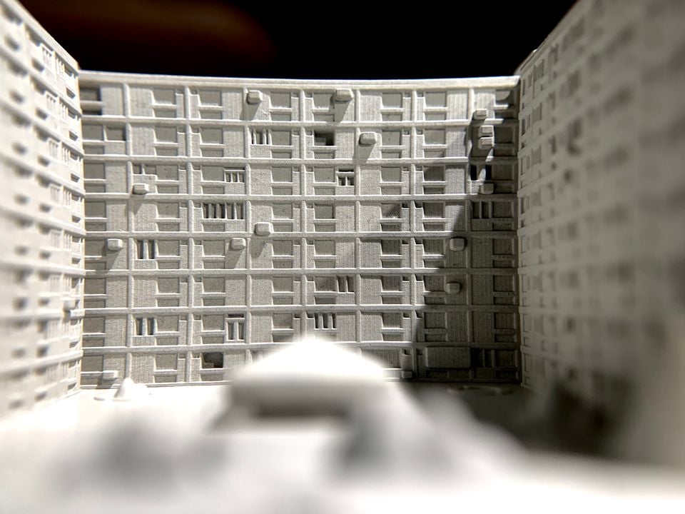 むさじじ 手作りセメント ジオラマ 香港の団地 大坑西邨 香港建物模型 香港製