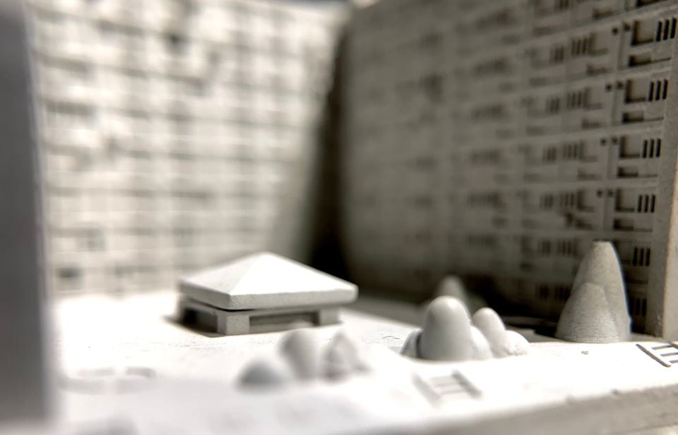 むさじじ 手作りセメント ジオラマ 香港の団地 大坑西邨 香港建物模型 香港製