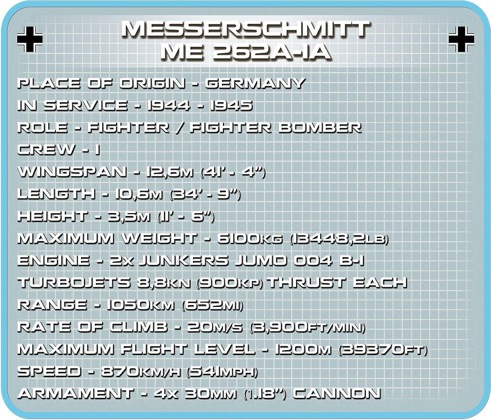 コビー COBI 5721 Messerschmitt ME 262A-1A 戦闘機 軽爆撃機 1/32