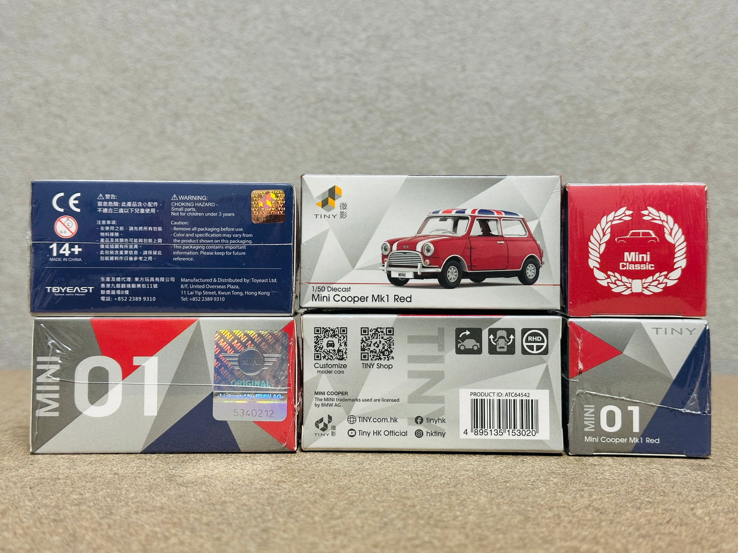 Tiny City 153 MINI 01 Mini Cooper Red with Union Jack Roof & White Bonnet Stripes ミニクーパー