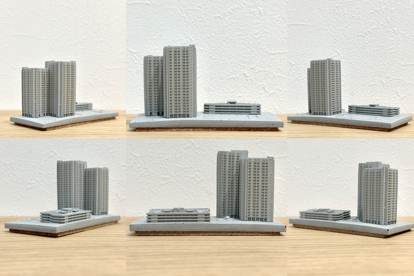むさじじ 手作りセメント ジオラマ 香港の団地 ツインタワー 雙塔式(井字型)大廈 香港団地建物 香港製