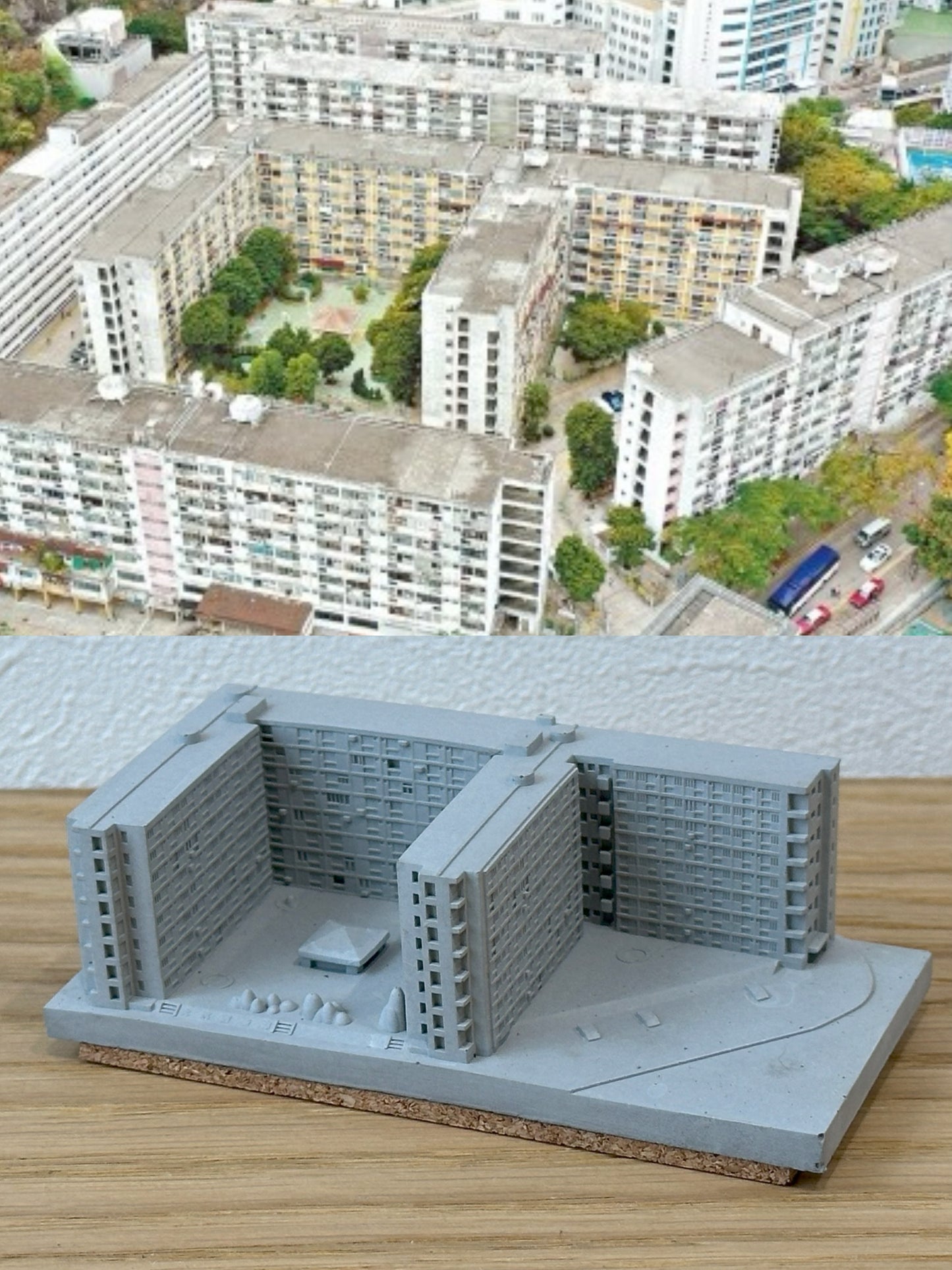 むさじじ 手作りセメント ジオラマ 香港の団地 大坑西邨 香港建物模型 香港製