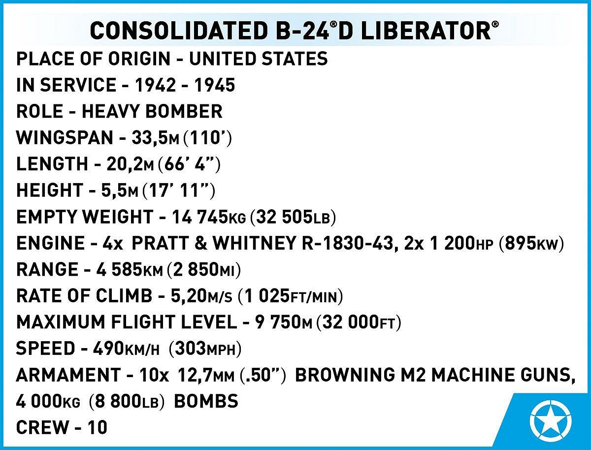コビー COBI 5739 Consolidated B-24D Liberator 爆撃機 1/48