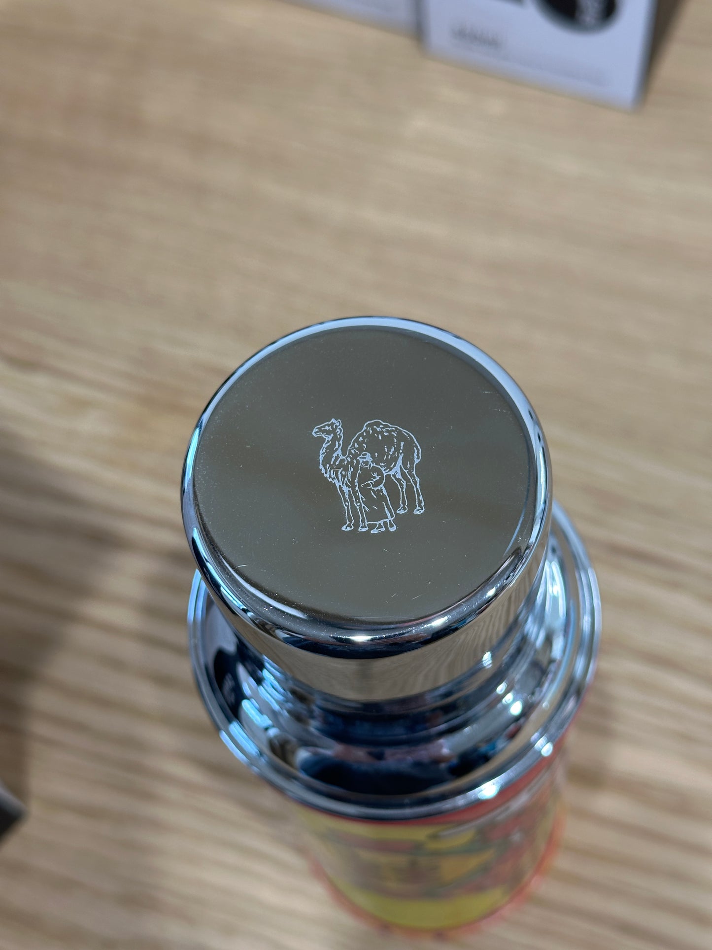 香港製 CAMEL 魔法瓶 450ml 二重ガラス 真空断熱 フラスク（キャップ一体型ストッパー付き）116 ダブルハピネス シリーズ