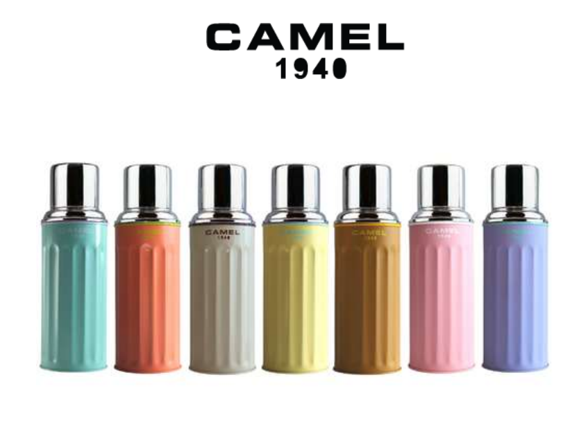 香港製 CAMEL 魔法瓶 450ml 二重ガラス 真空断熱 フラスク（キャップ一体型ストッパー付き）122 カラーシリーズ
