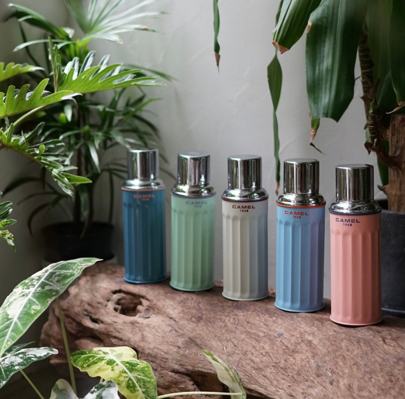 香港製 CAMEL 魔法瓶 450ml 二重ガラス 真空断熱 フラスク（キャップ一体型ストッパー付き）122 カラーシリーズ