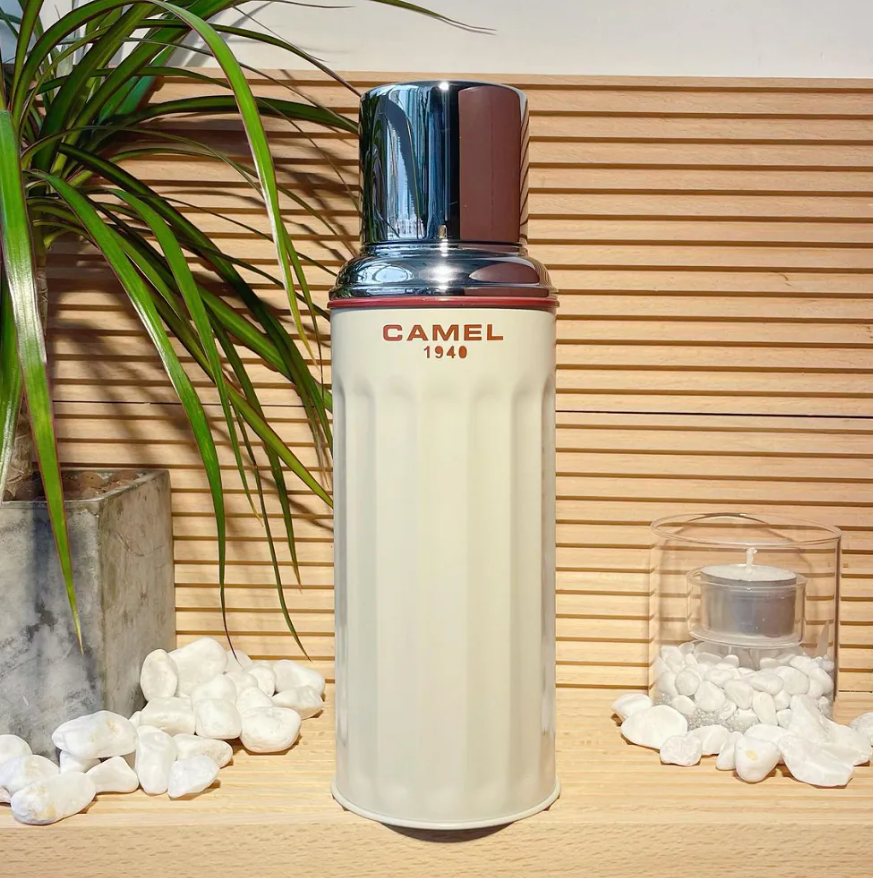 香港製 CAMEL 魔法瓶 450ml 二重ガラス 真空断熱 フラスク（キャップ一体型ストッパー付き）122 カラーシリーズ