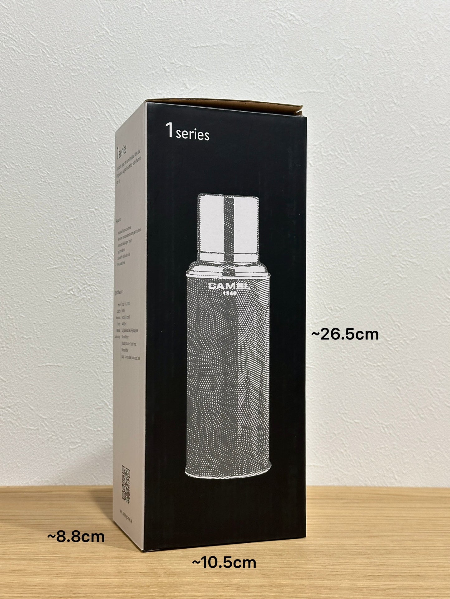 香港製 CAMEL 魔法瓶 450ml 二重ガラス 真空断熱 フラスク（キャップ一体型ストッパー付き）116 花鳥シリーズ