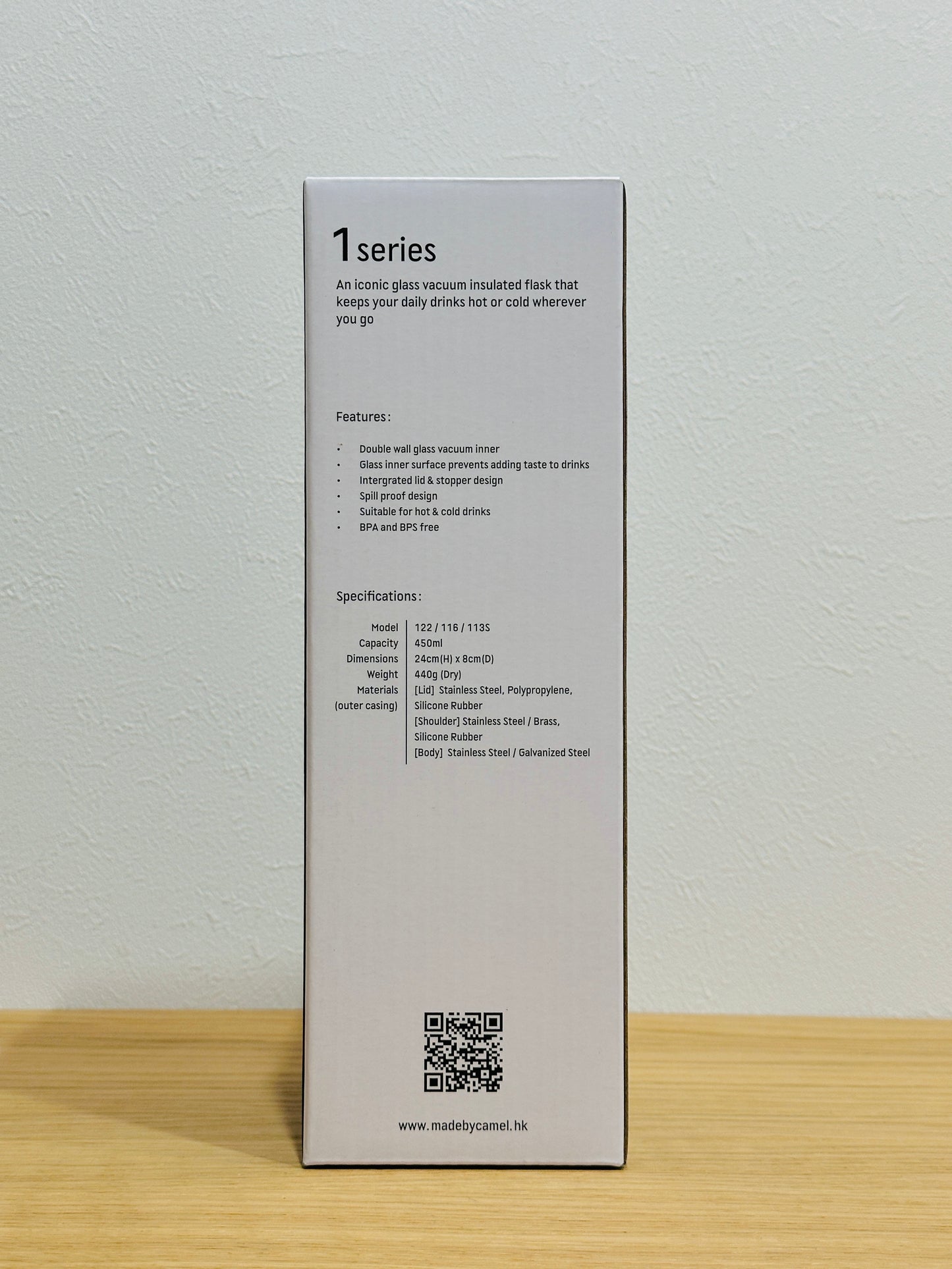 香港製 CAMEL 魔法瓶 450ml 二重ガラス 真空断熱 フラスク（キャップ一体型ストッパー付き）116 ダブルハピネス シリーズ