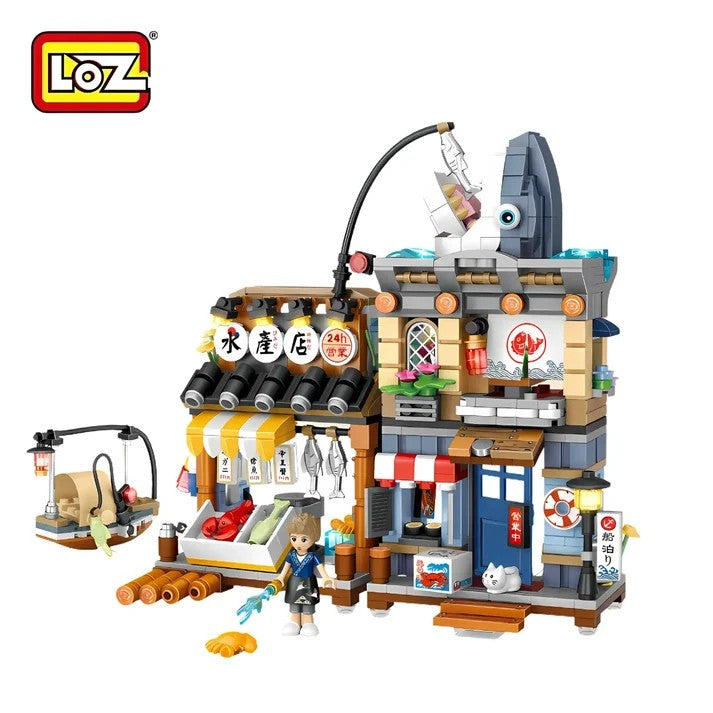 LOZ ミニブロック 魚屋さん（水産店）・居酒屋さん (1231/1232) ２点セット 開閉式 ブロックトイ