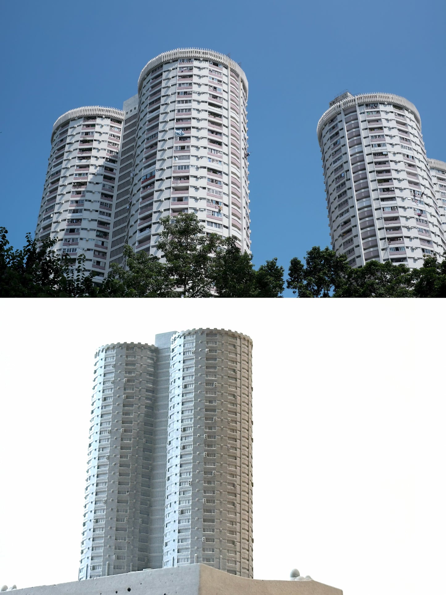 むさじじ 手作りセメント ジオラマ 香港の団地 勵德邨 香港建物模型 香港製