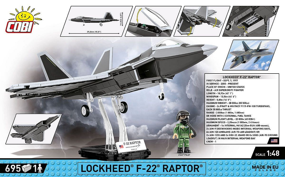 コビー COBI 5855 Lockheed F-22 Raptor 戦闘機 1/48 制空戦闘機