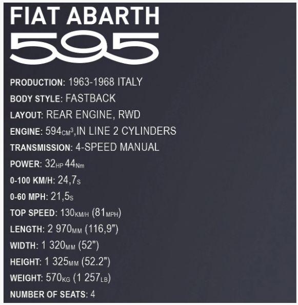コビー COBI 24354 フィアット アバルトCARS Fiat 500 Abarth EU製（ポーランド Poland）LEGO 対応ブロック