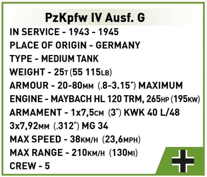 コビー COBI 2592 PZKPFW IV Ausf. G IV号戦車 ヒストリカルコレクション 第二次世界大戦 EU製（ポーランド Poland）LEGO 対応ブロック