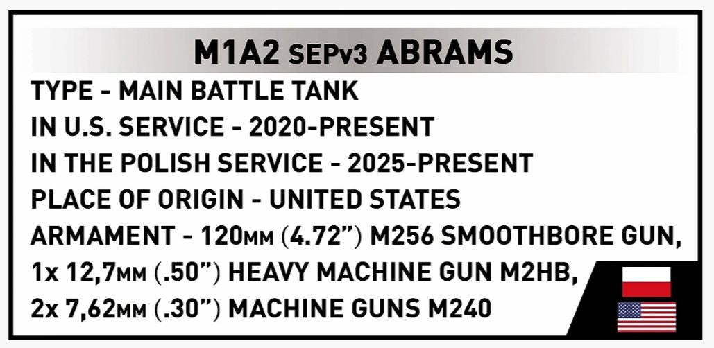 コビー COBI 2633 Armed Forces M1A2 ABRAMS エイブラムス(PL) 戦車 EU製（ポーランド Poland）LEGO 対応ブロック