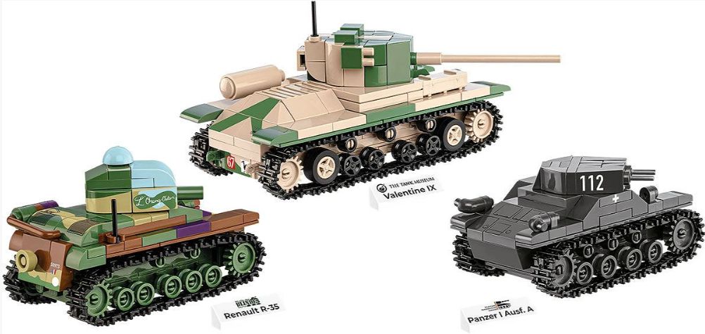 コビー COBI 2740 Renault / Valentine / Panze ルノーR35 / バレンタインIX / パンツァーI ヒストリカルコレクション 第二次世界大戦 EU製（ポーランド Poland）LEGO 対応ブロック
