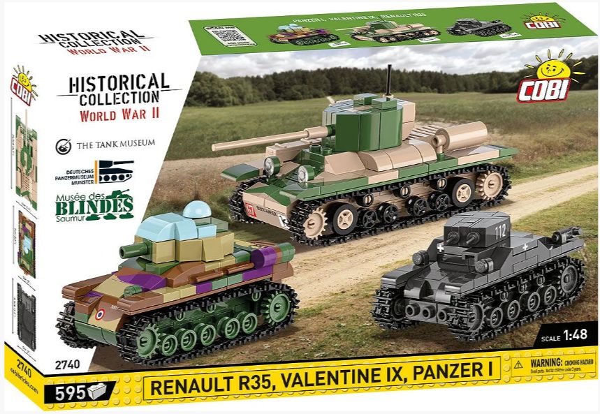 コビー COBI 2740 Renault / Valentine / Panze ルノーR35 / バレンタインIX / パンツァーI ヒストリカルコレクション 第二次世界大戦 EU製（ポーランド Poland）LEGO 対応ブロック