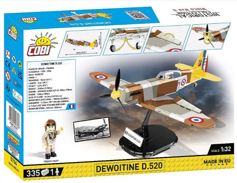 コビー COBI 5734 Dewoitine デヴォアティーヌ D.520 戦闘機 ヒストリカルコレクション 第二次世界大戦 EU製（ポーランド Poland）LEGO 対応ブロック