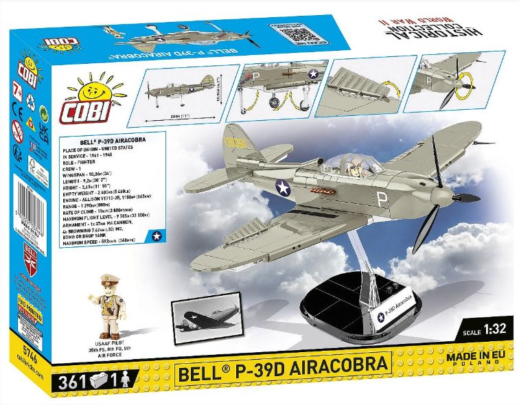 コビー COBI 5746 COBI Bell P-39D Airacobra エアラコブラ ヒストリカルコレクション 第二次世界大戦 EU製（ポーランド Poland）LEGO 対応ブロック