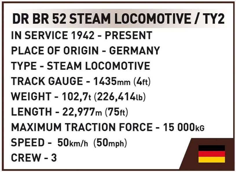 コビー COBI 6283 Steam Locomotive 蒸気機関車 DR BR 52/TY2 EU製（ポーランド Poland）LEGO 対応ブロック
