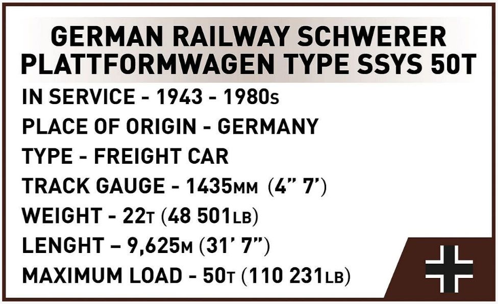 コビー COBI 6284 WWII Schwerer Plattformwagen Type Ssys 平台貨車 EU製（ポーランド Poland）LEGO 対応ブロック