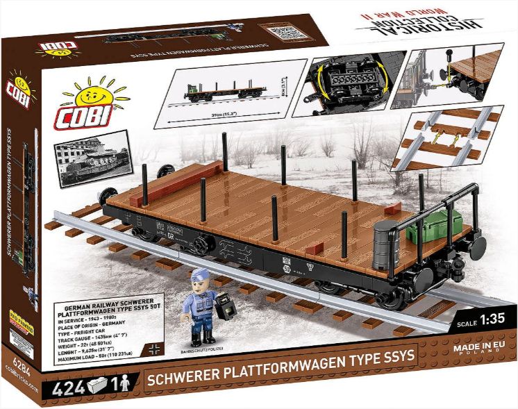 コビー COBI 6284 WWII Schwerer Plattformwagen Type Ssys 平台貨車 EU製（ポーランド Poland）LEGO 対応ブロック