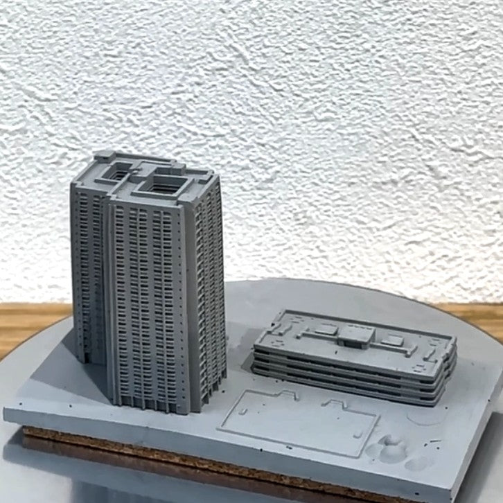 むさじじ 手作りセメント ジオラマ 香港の団地 ツインタワー 雙塔式(井字型)大廈 香港団地建物 香港製