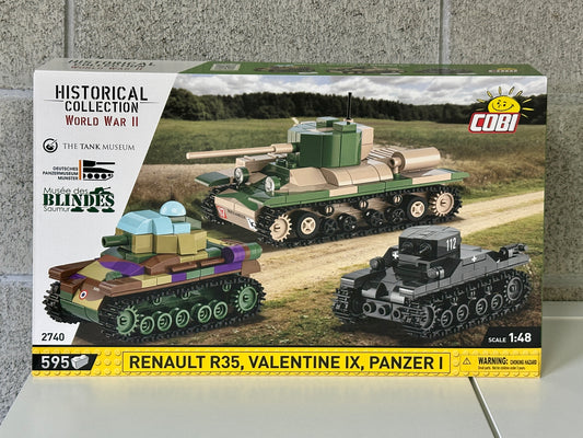 コビー COBI 2740 Renault / Valentine / Panze ルノーR35 / バレンタインIX / パンツァーI ヒストリカルコレクション 第二次世界大戦 EU製（ポーランド Poland）LEGO 対応ブロック
