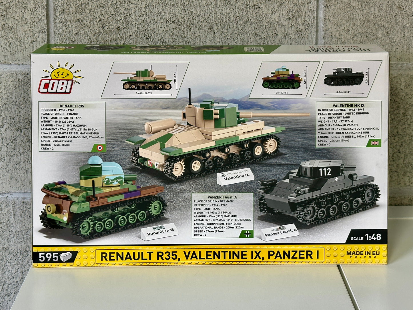コビー COBI 2740 Renault / Valentine / Panze ルノーR35 / バレンタインIX / パンツァーI ヒストリカルコレクション 第二次世界大戦 EU製（ポーランド Poland）LEGO 対応ブロック