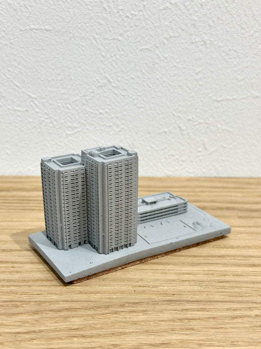 むさじじ 手作りセメント ジオラマ 香港の団地 ツインタワー 雙塔式(井字型)大廈 香港団地建物 香港製