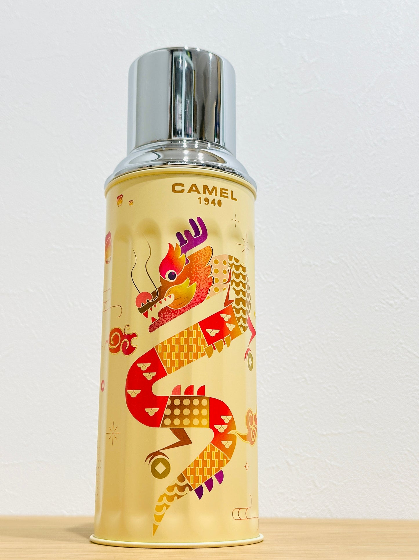 香港製 CAMEL 魔法瓶 450ml 二重ガラス 真空断熱 フラスク（キャップ一体型ストッパー付き）122DR Dragon (Special version) ドラゴン 龍（特別版）