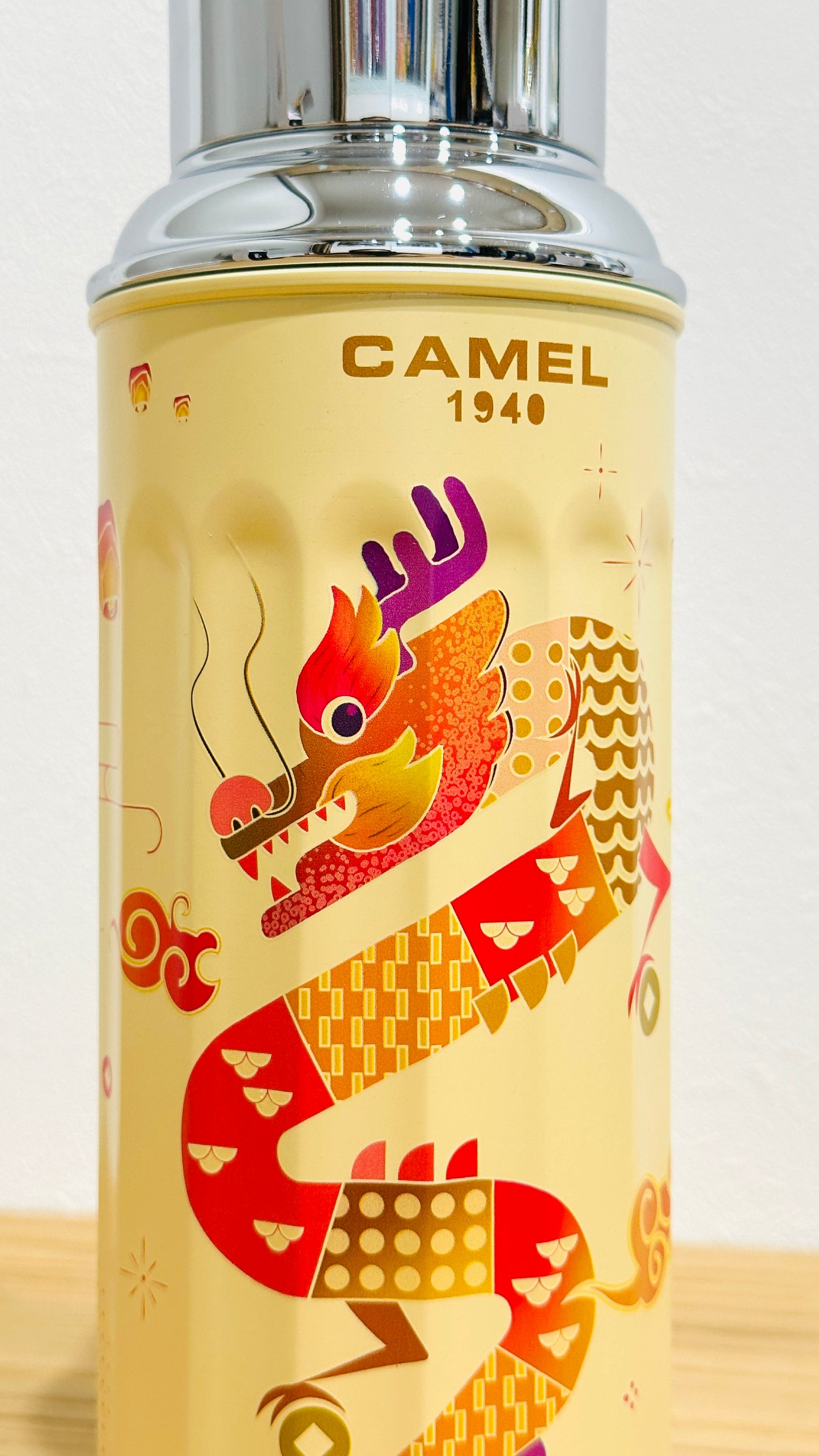香港製 CAMEL 魔法瓶 450ml 二重ガラス 真空断熱 フラスク（キャップ一体型ストッパー付き）122DR Dragon (Special version) ドラゴン 龍（特別版）
