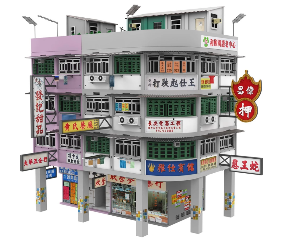 TINY CITY BD12 Hong Kong Old Tenements Building Diorama Ver.2 (Two TINY CITY BD12 Hong Kong Old Tenements Building Diorama Ver.2 (Two