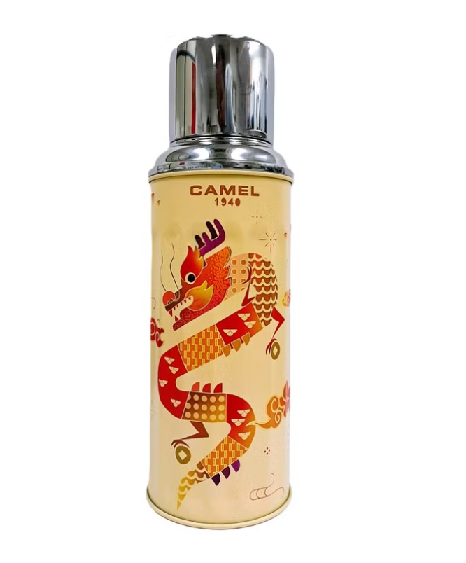 香港製 CAMEL 魔法瓶 450ml 二重ガラス 真空断熱 フラスク（キャップ一体型ストッパー付き）122DR Dragon (Special version) ドラゴン 龍（特別版）