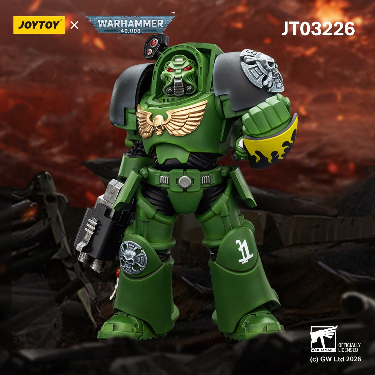 Warhammer ウォーハンマー 40K JT03226 JOYTOY ジョイトイ 1/18 アクションフィギュア サラマンダーターミネーター2 パワーフィストとストームボルター付き Salamanders Terminator 2 with Power Sword and Storm Bolter