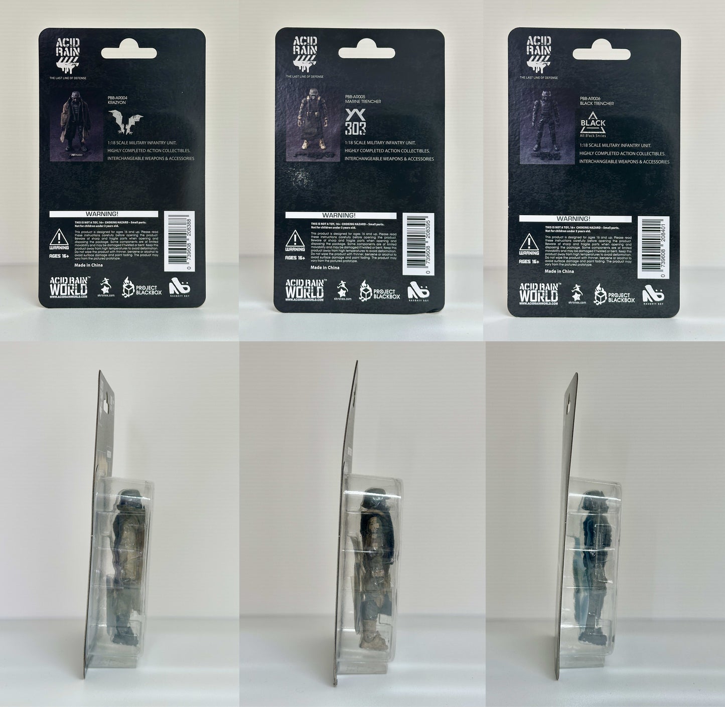 3個セット ACID RAIN WORLD《酸雨戦争》アシッドレインワールド PBB-AR004 KRAZYON/ AR005 Marine Trencher / AR006 Black Trencher 1:18アクションフィギュア 【FEXT HOBBY】